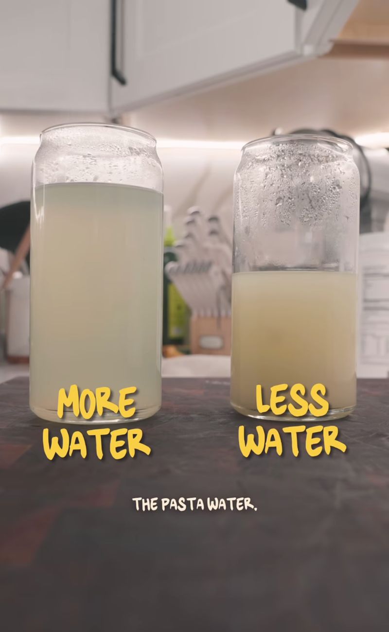 Usare meno acqua vuol dire avere un'acqua di cottura molto più ricca di amido.