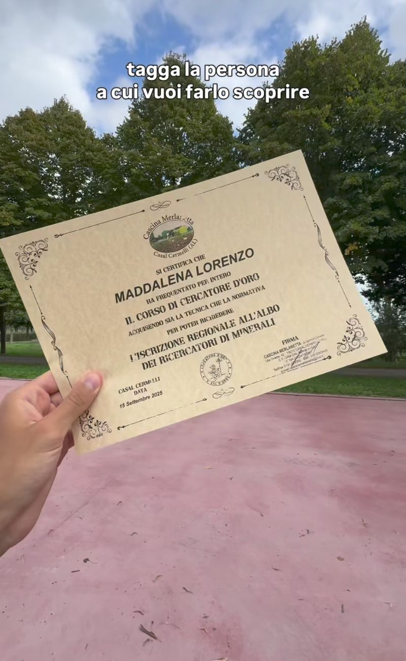 Al termine della giornata trascorsa a cercare oro, si riceve anche un attestato