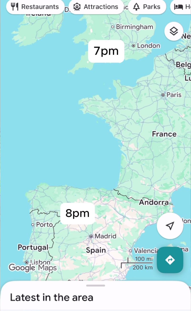 Ben Groundwater fa notare che la Spagna dovrebbe avere lo stesso fuso orario del Regno Unito, come d'altronde lo ha avuto per diversi decenni, fino al 1941.
