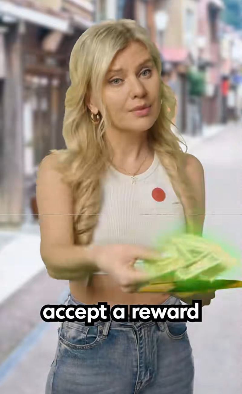 Quasi tutti i giapponesi rifiuterebbero una "ricompensa" dal proprietario dei soldi.