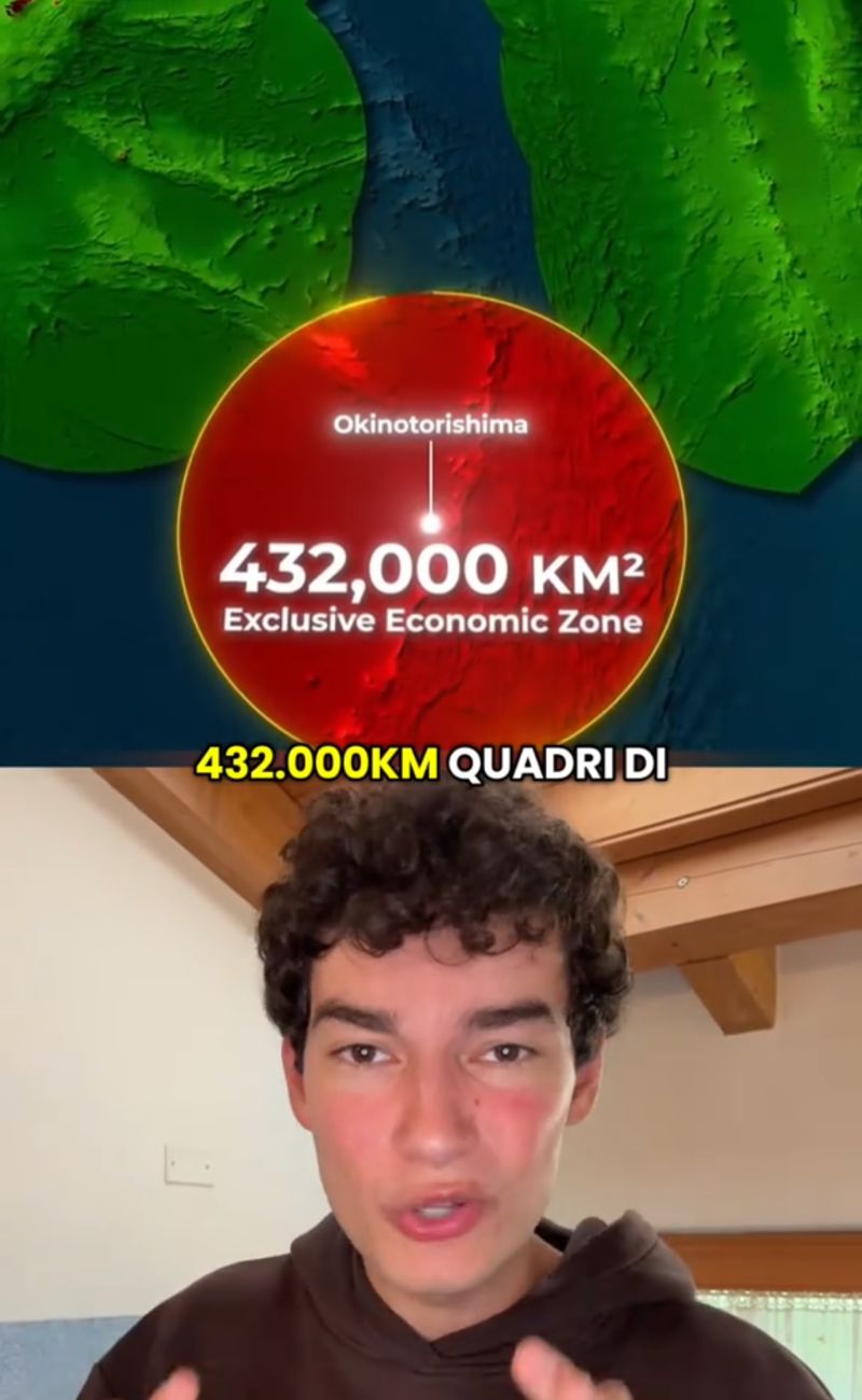 La preservazione di questo atollo garantisce al Giappone 432 milioni di km quadri di zona economica speciale. Credits: Diego Fusina - TikTok