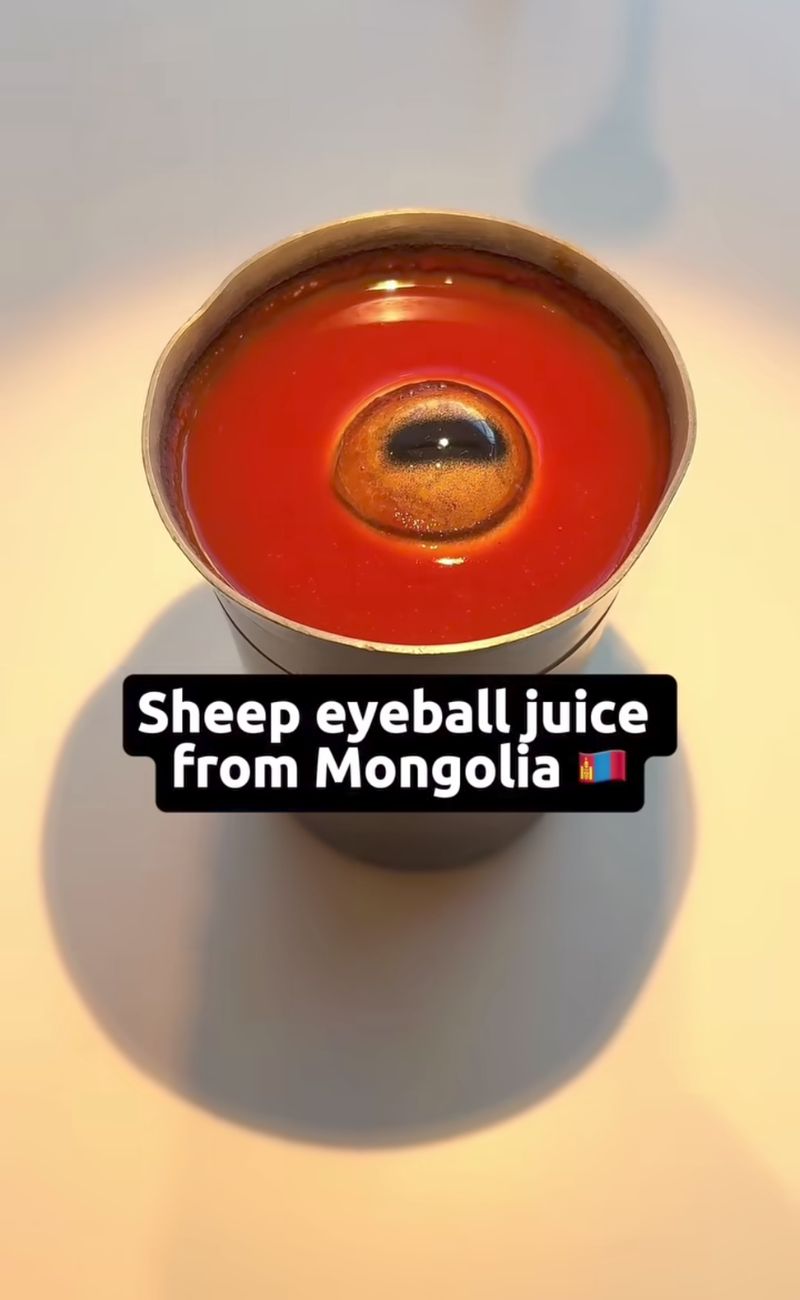 La zuppa con occhi di capra dalla Mongolia è uno dei cibi più particolari che si trovano esposti al museo.