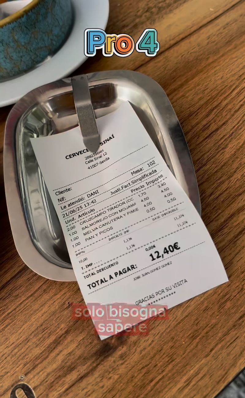 Secondo Alberto, Siviglia è ancora molto economica, se si scelgono con cura i posti dove andare a mangiare e bere.