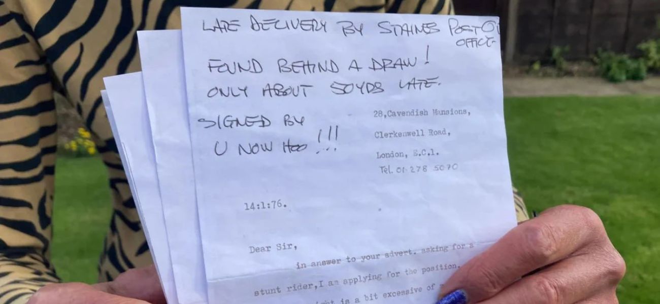 La risposta (dell'ufficio postale) alla candidatura di lavoro inviata 48 anni fa.