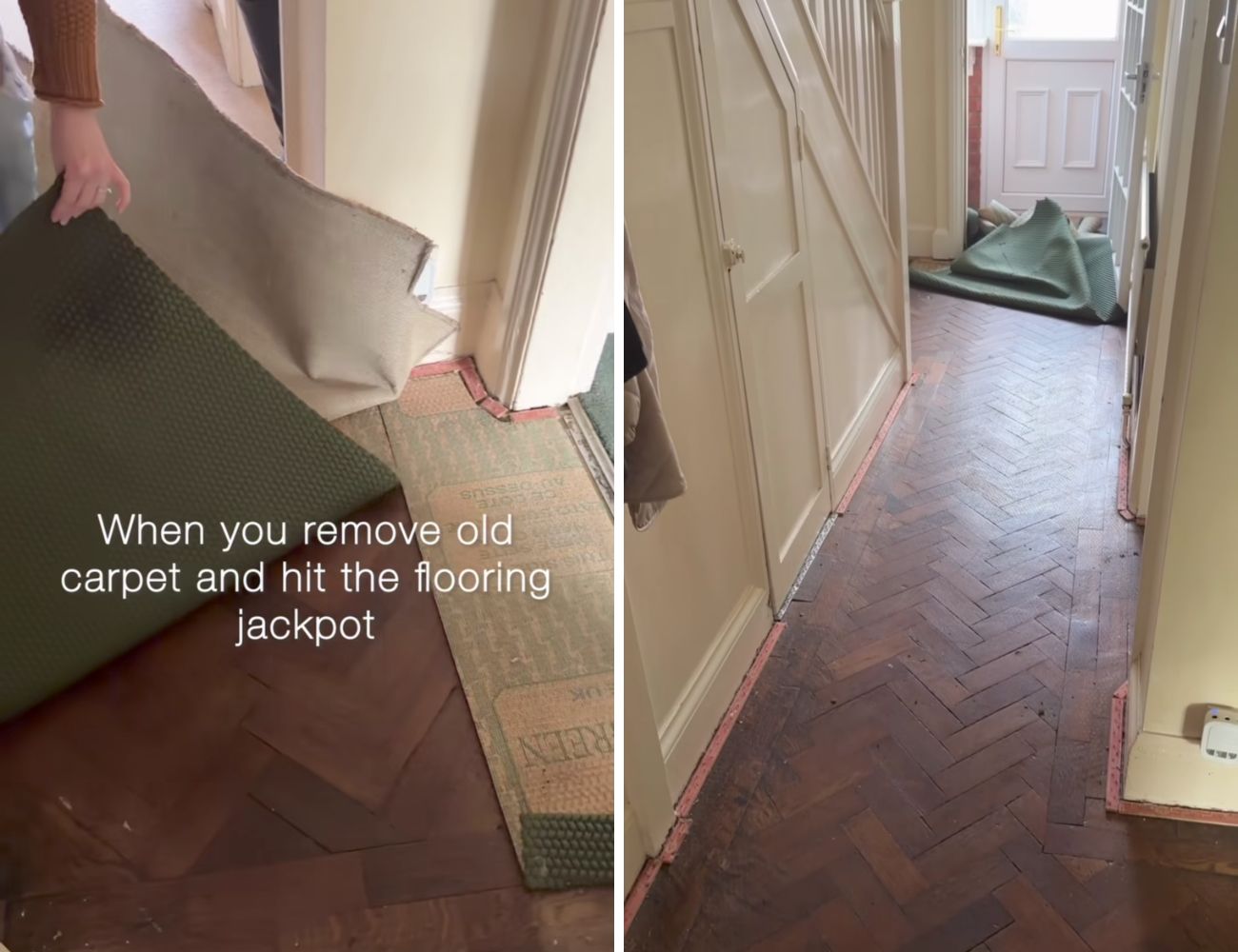 Sotto la moquette, un parquet in ottime condizioni.