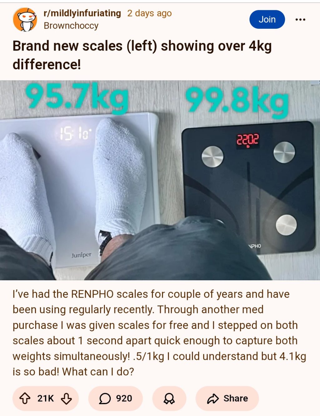 Stessa persona, due bilance diverse... e due pesi molto diversi.