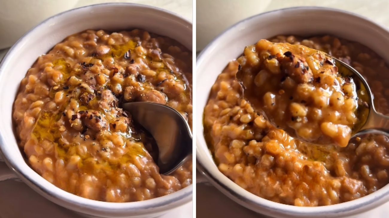 zuppa con farro e borlotti. 