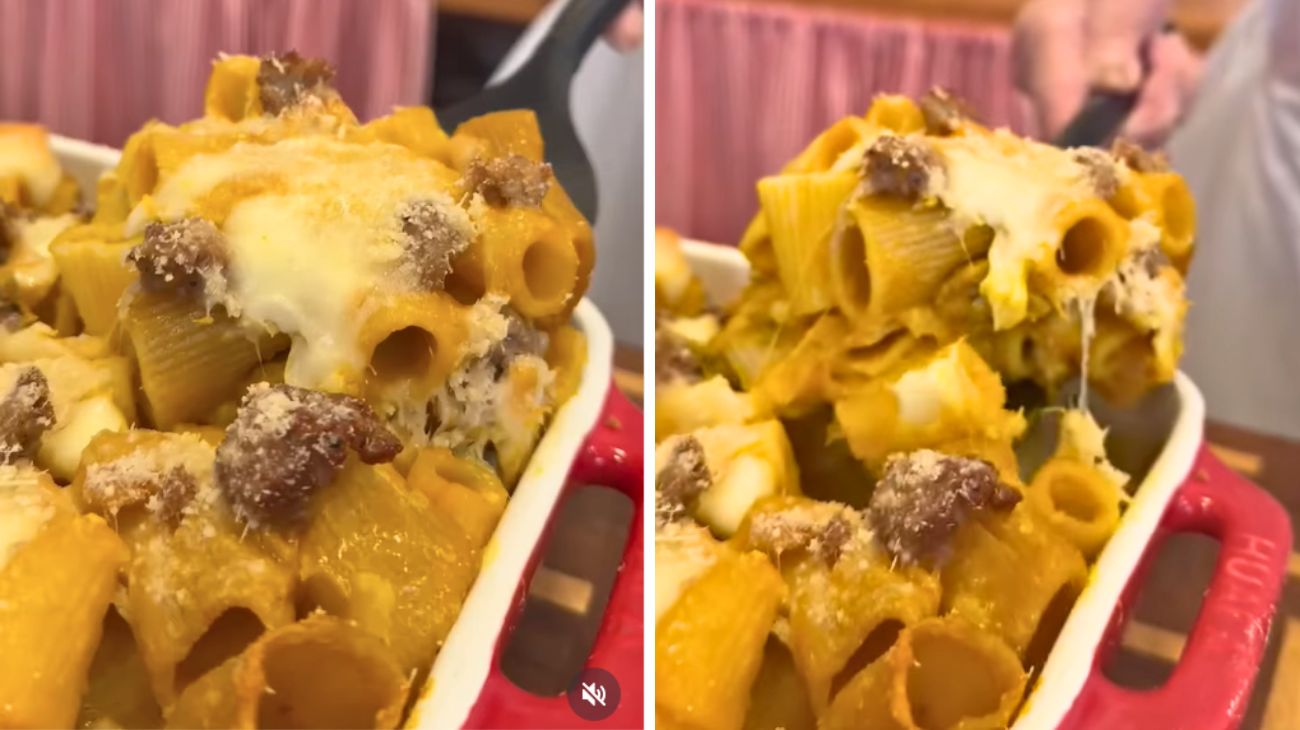 Pasta al forno con salsiccia, zucca e scamorza