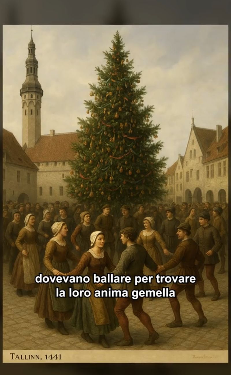 L'albero di Natale di Tallinn nel lontano 1441, sotto il quale furono chiamati a ballare uomini e donne non sposati.