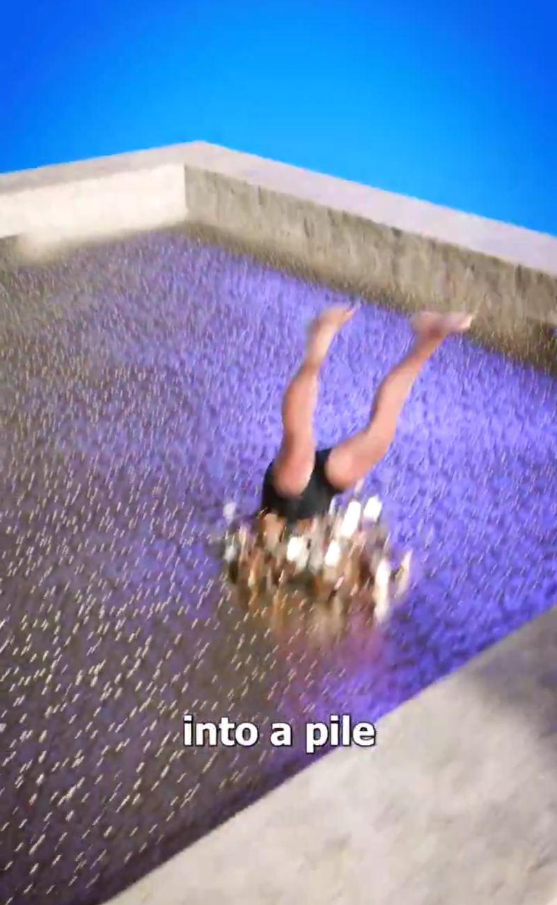 No, tuffandoti su migliaia di monetine non ci sprofonderai dentro. Credits: Zack D. Films