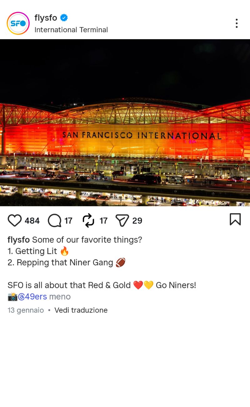 La vista dall'alto dell'aeroporto più bello del mondo, San Francisco (California).