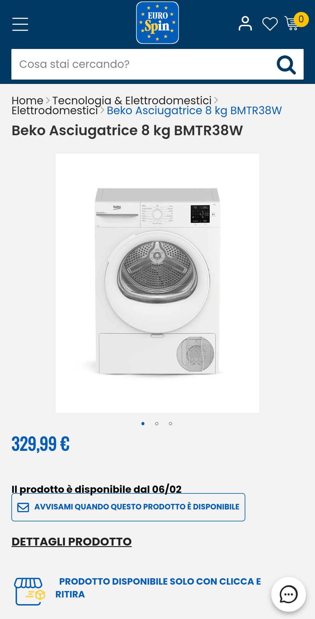 L'asciugatrice Beko in offerta da Eurospin da venerdì 6 febbraio.