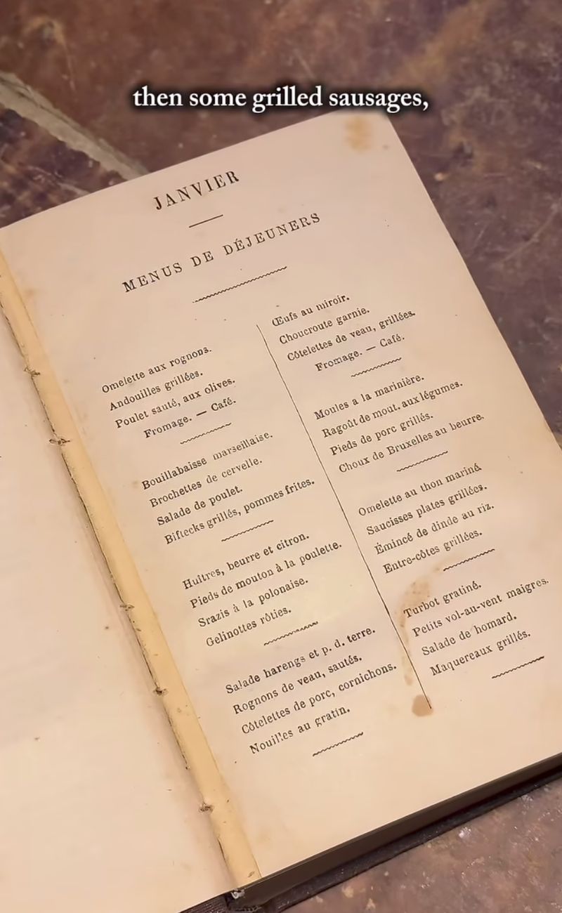 Un libro di ricette in francese di fine 1800