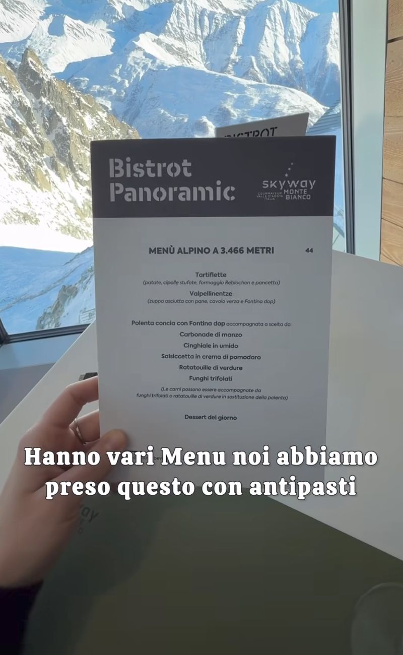 Uno dei menù fissi proposti dal ristorante più alto d'Italia - forumagricolturasociale.it