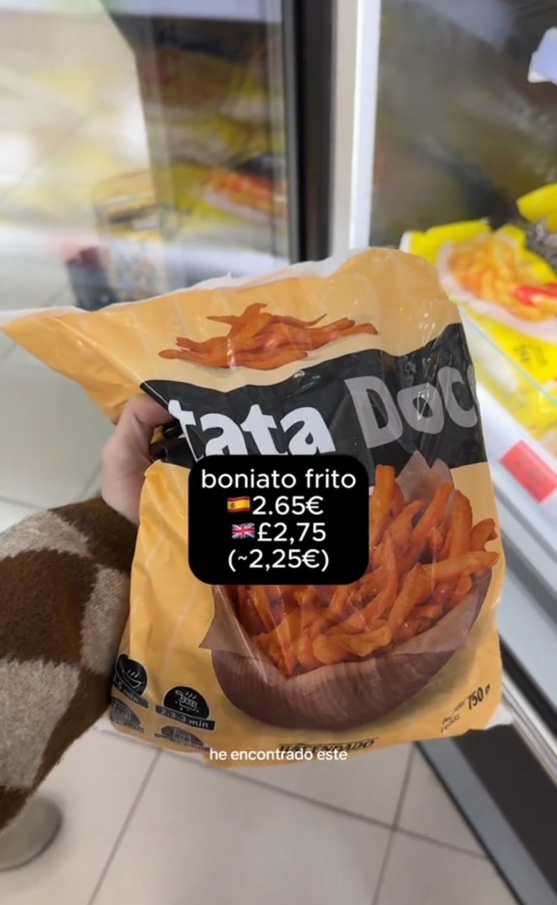 L'autrice del video adora le patate dolci da friggere e il prezzo in Spagna è leggermente più basso rispetto al Tesco di Londra - forumagricolturasociale.it