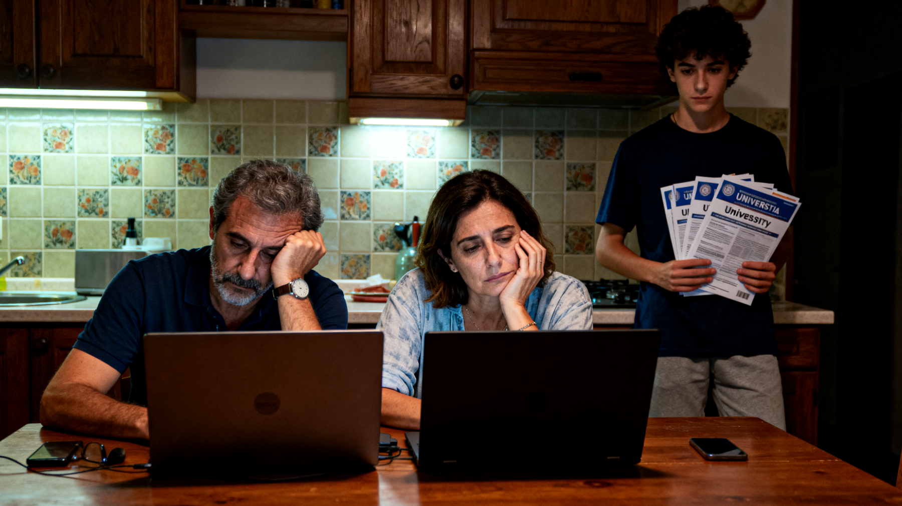 Genitori che faticano a trovare energie e momenti significativi per accompagnare i figli giovani adulti nelle scelte di vita importanti (lavoro, studi universitari, relazioni) a causa di impegni lavorativi e personali pressanti"