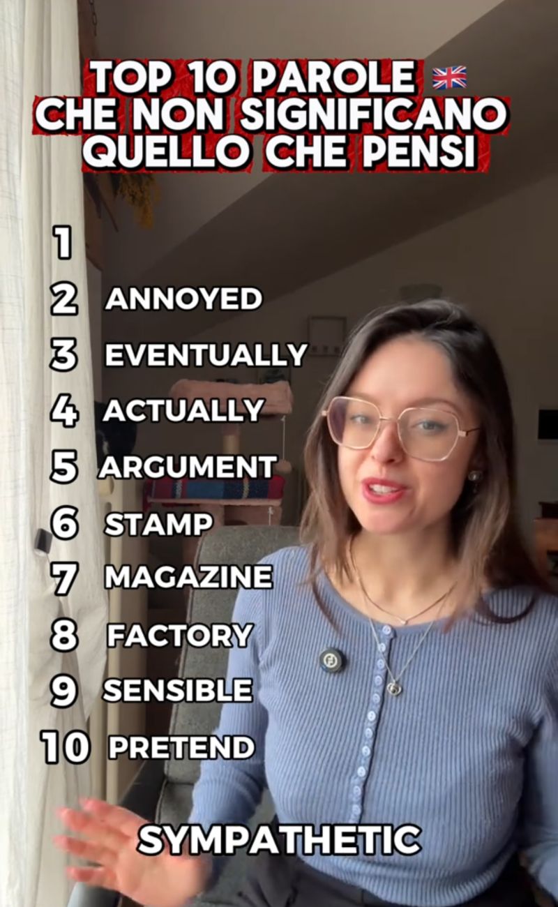 La lista delle 10 parole che gli italiani sbagliano più spesso a tradurre dall'inglese.