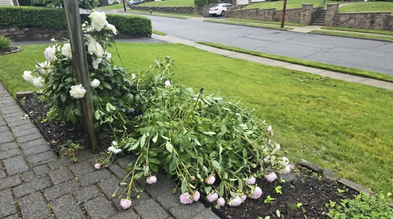 Peonie cadute dopo la pioggia: guida pratica per salvarle e sostenerle senza spezzare gli steli