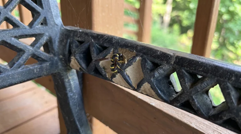 Fori sigillati con fango negli attrezzi da giardino? Ecco la vespa solitaria che ti sta aiutando gratis